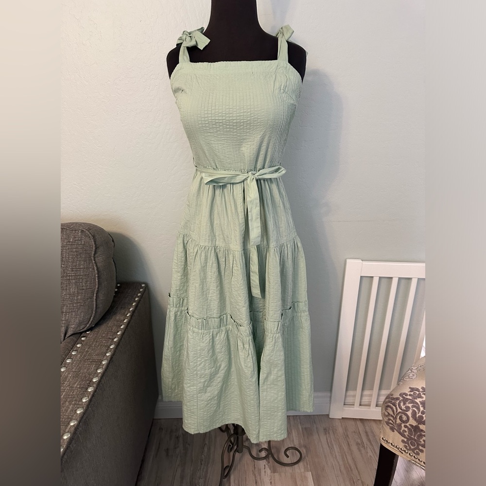 Top shop mint green tiered dress